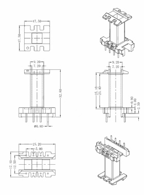 EEL25高频变压器电木骨架PC44磁芯配套立式4+4针排距12.5mm