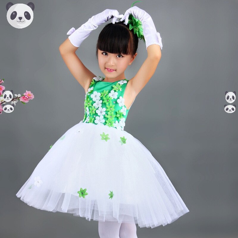 六一节儿童表演服女童公主裙蓬蓬纱裙幼儿园合唱服花朵连衣裙