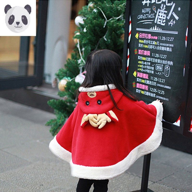 元旦节儿童斗篷圣诞节衣服男童女童披风套装圣诞老人演出服装冬季
