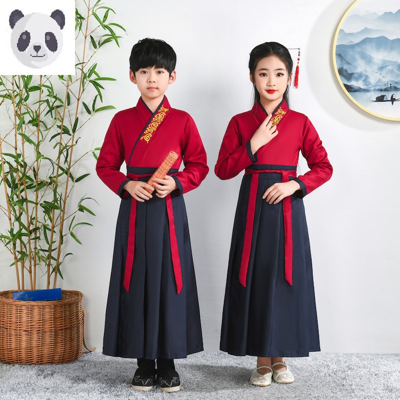 儿童书童演出服男童汉服女童古装国学服幼儿中华孝道开笔礼表演服