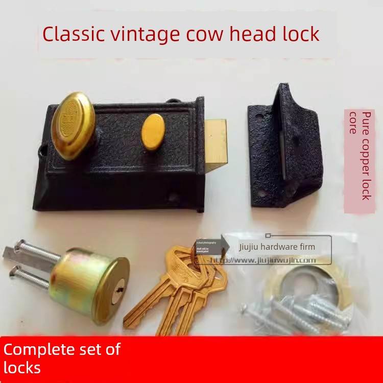 牛头牌老式双保险防盗门锁二级保险门锁木门锁铜芯暗锁老式