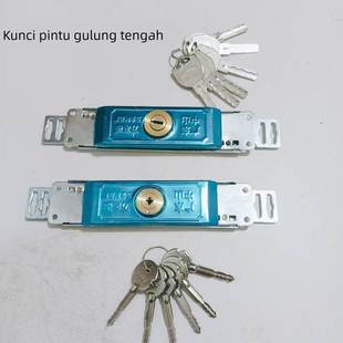 卷闸门锁中间开通用型卷帘门锁车库卷拉门锁6把钥匙十字锁芯铜芯