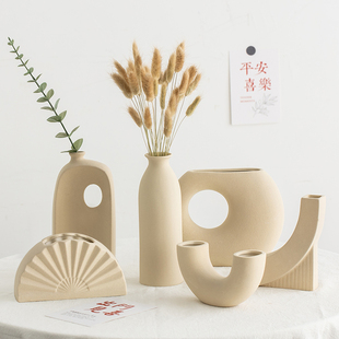 清仓 饰品客厅摆件特价 陶瓷字母花瓶ins高级感民宿服装 店插干花装