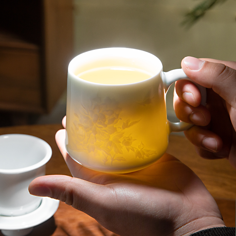 景德镇茶杯陶瓷高端女士个人专用主人杯办公室水杯送礼茶水分离杯