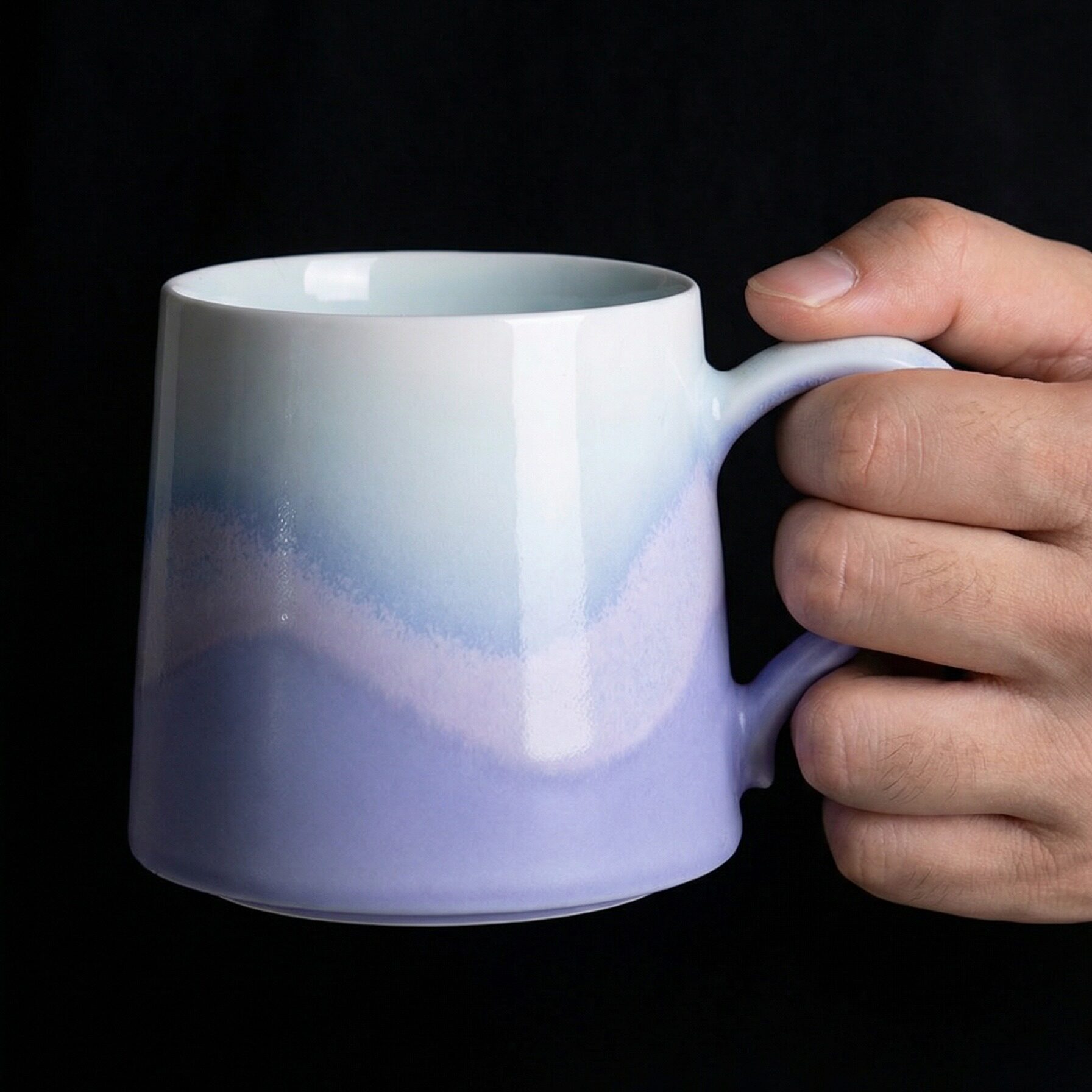 景德镇手作陶瓷杯杯子带盖子家用喝水水杯漂亮绝美马克杯设计感小