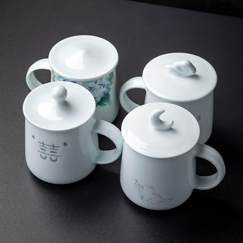 水滴 影青马克杯陶瓷杯盖【配套出售，单拍杯盖】