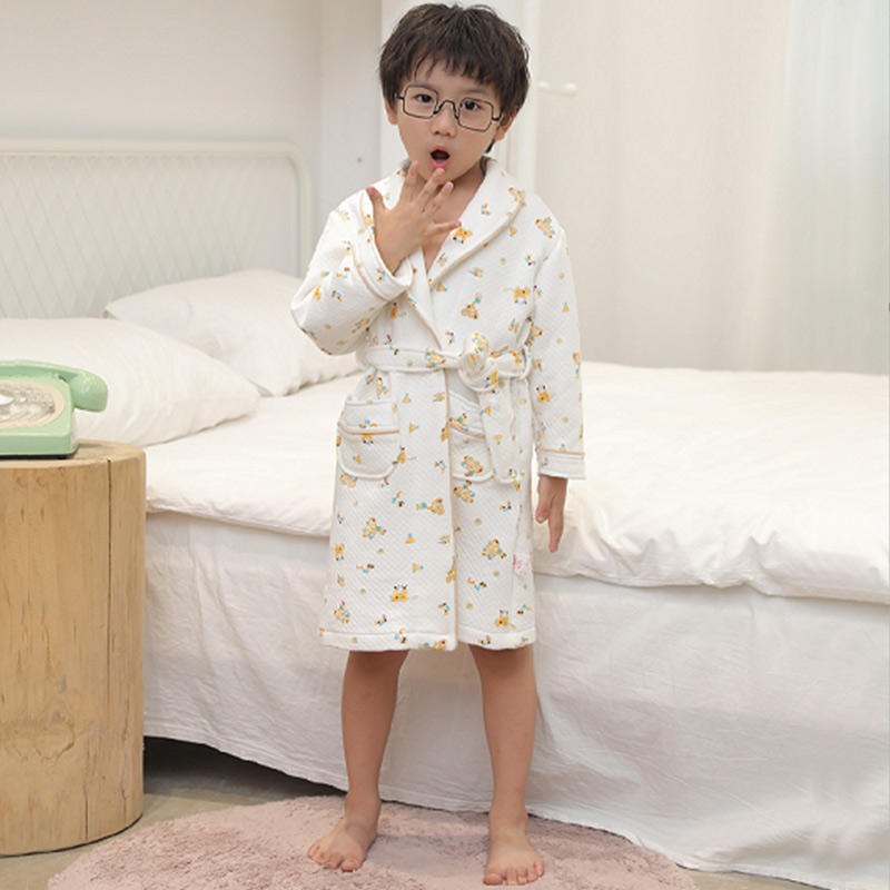 宝宝睡衣睡袍加厚长款A类纯棉秋