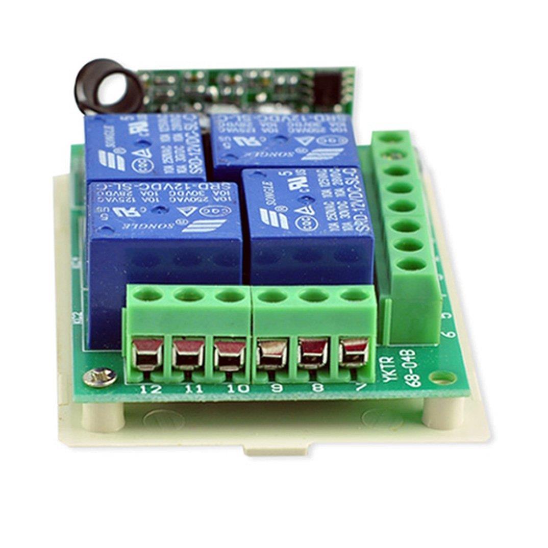 远程距离电机门禁直流12V无线遥控开关模块接收器一拖二4路学习型