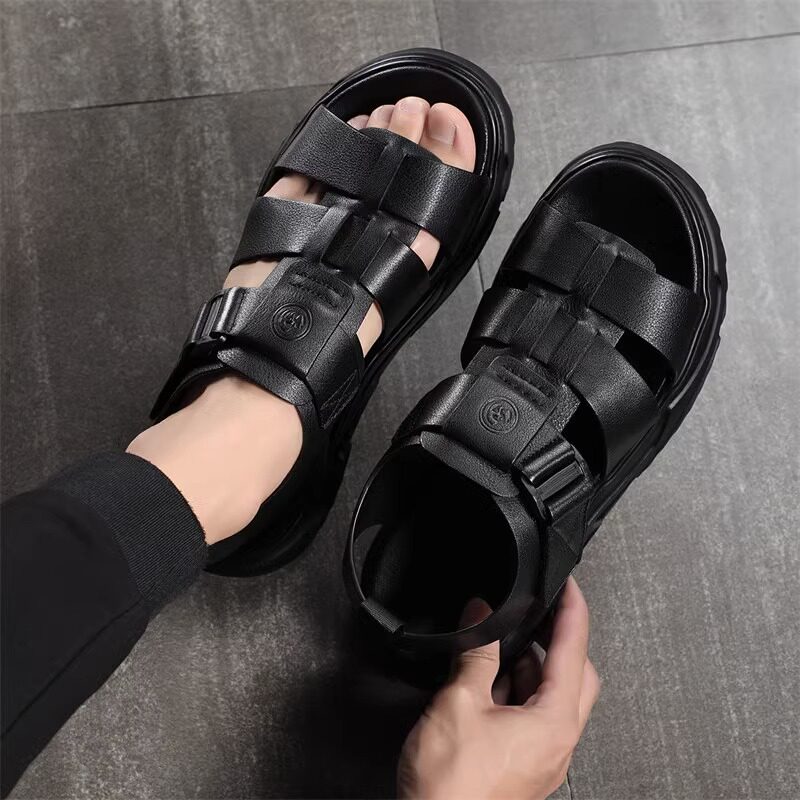 凉鞋男夏季2024年新款防滑耐磨凉拖鞋外穿潮流软底男士沙滩鞋真皮