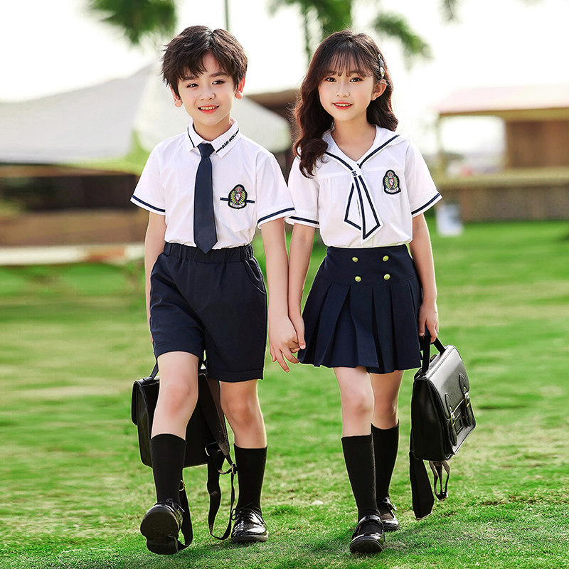 海军风校服套装小学生夏装新款儿童毕业演出班服英伦风幼儿园园服
