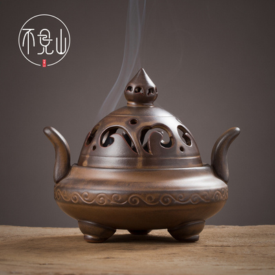 三足环香炉陶瓷檀香炉居家用书房线香炉彷古塔香炉窑变手工薰香炉