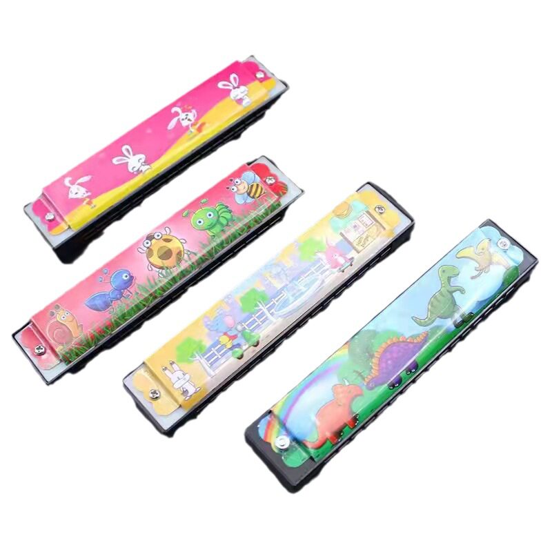 铁皮玩具口琴双排儿童乐器玩具16孔卡通口琴培养音乐听力兴趣AL