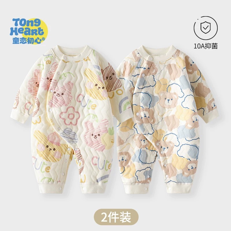 婴儿连体衣保暖秋冬季夹棉冬装图片