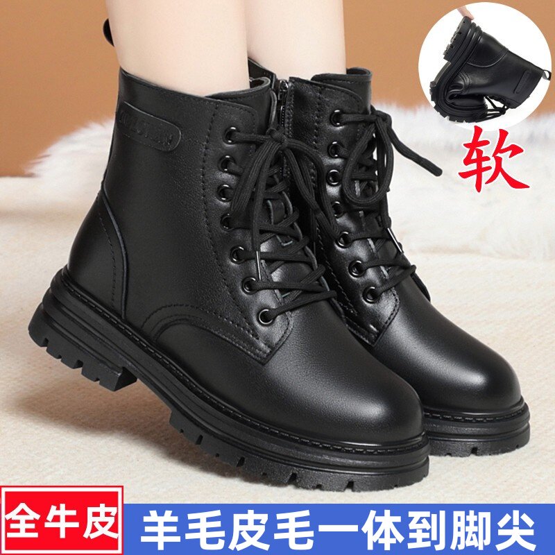 马丁靴女鞋冬季加绒加厚短靴真皮羊毛雪地靴皮毛一体东北大棉鞋,女鞋,马丁靴,淘宝优惠券,粉丝福利购,淘宝优惠卷