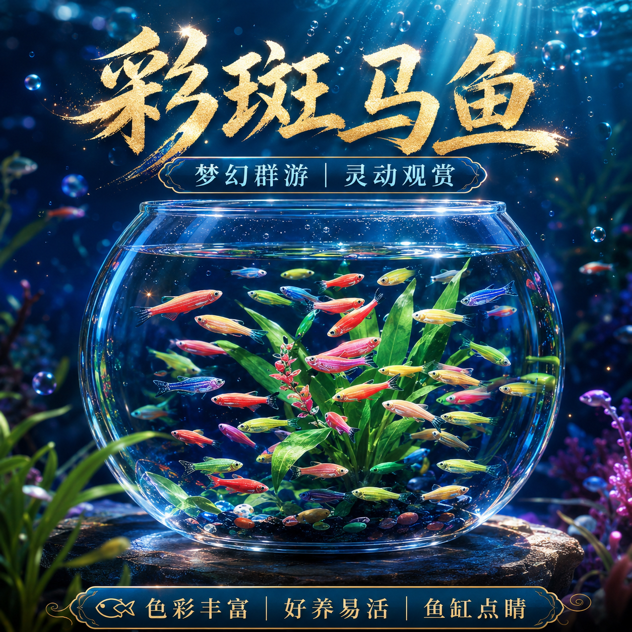 七彩糖果斑马鱼观赏鱼群游鱼小型热带灯科鱼淡水好养耐活
