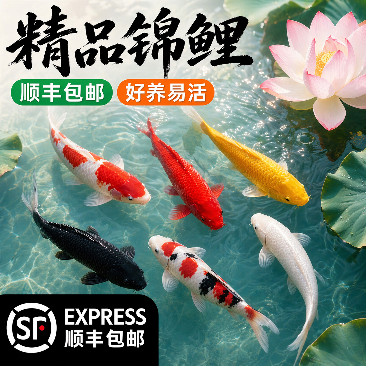 顺丰锦鲤金鱼活鱼冷水淡水好养耐活鱼苗观赏鱼红白三色黄金