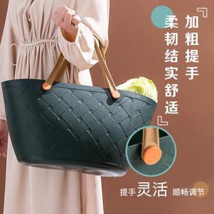 日系藤编购物篮菜篮子游泳洗漱洗浴收纳筐家用塑料买菜野餐手提篮