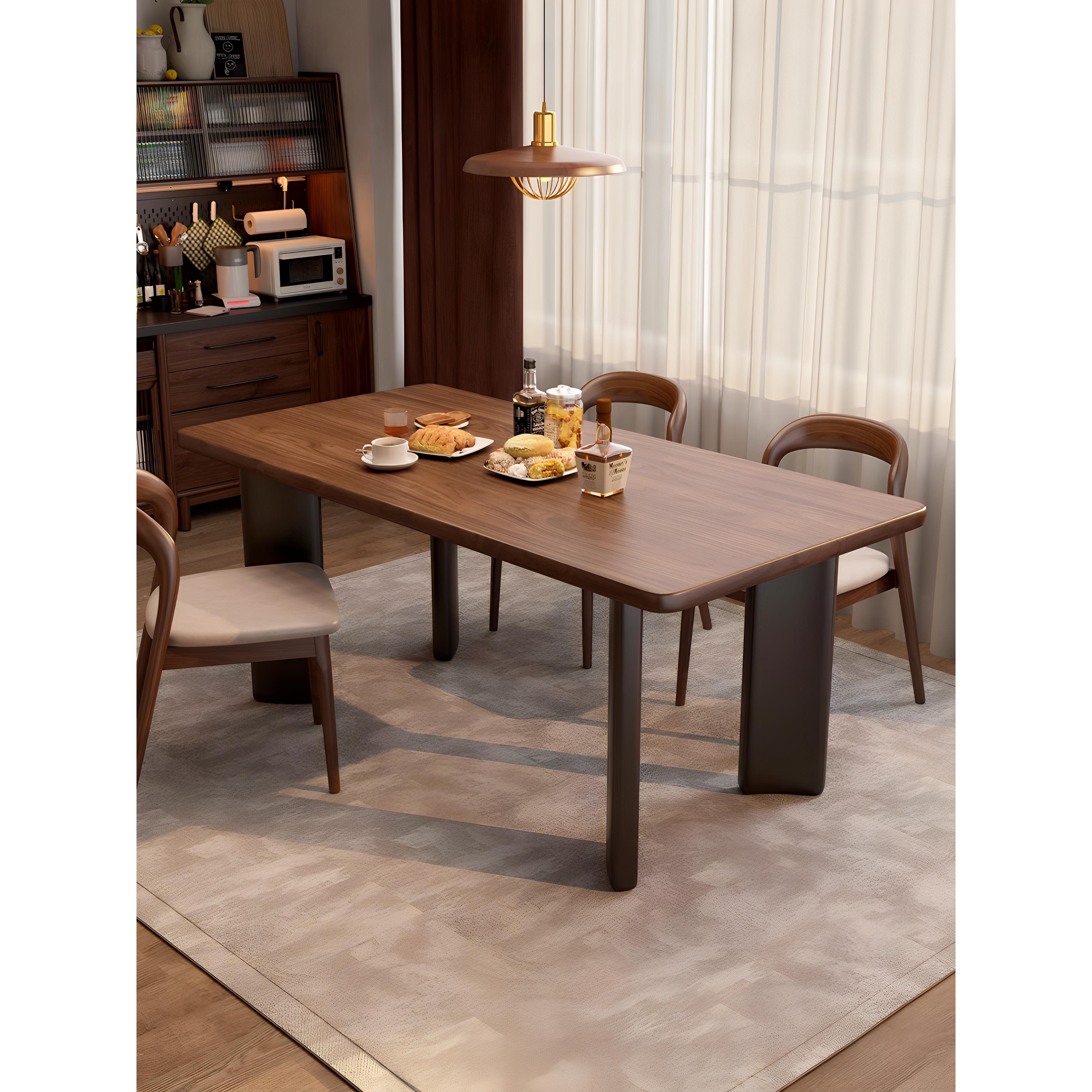 中古风北美黑胡桃木实木餐桌长方形原木大板桌客厅大长书桌工作台