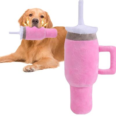 Safe Squeaky Dog Cup Toy Pink - Durable Chew Toy for Small/M