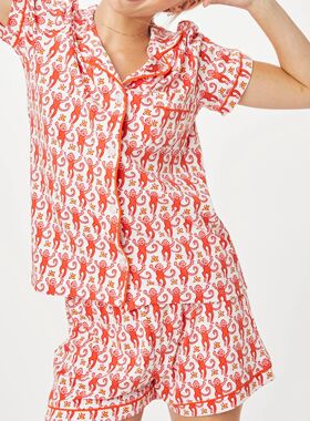 Womens Cute Roller Rabbit Pajamas Monkey Print Sleep Pajama
