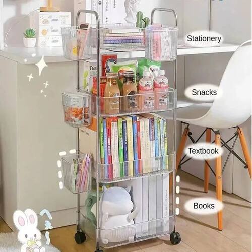 Light Luxury Storage Rack Trolley 2/3/4 Layers Transparent A