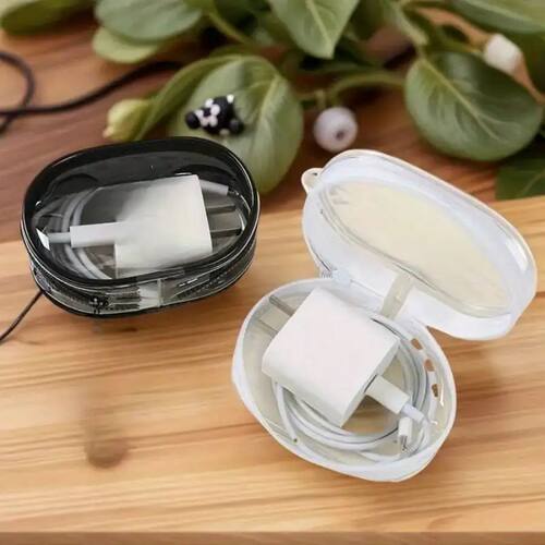 1 Piece Black/white Charger Storage Bag, Compact Transparent