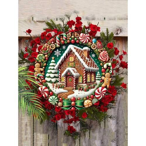 Christmas Wooden Decorations2DRelief Snow House Gingerbread