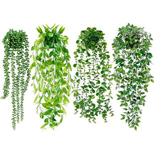 Artificial Hanging Plants Fake Potted Greenery Faux Eucalypt