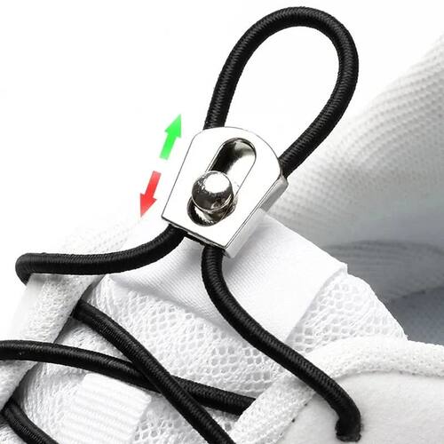 Elastic Shoelaces Reflective Metal Sliding Lock No Tie Shoe
