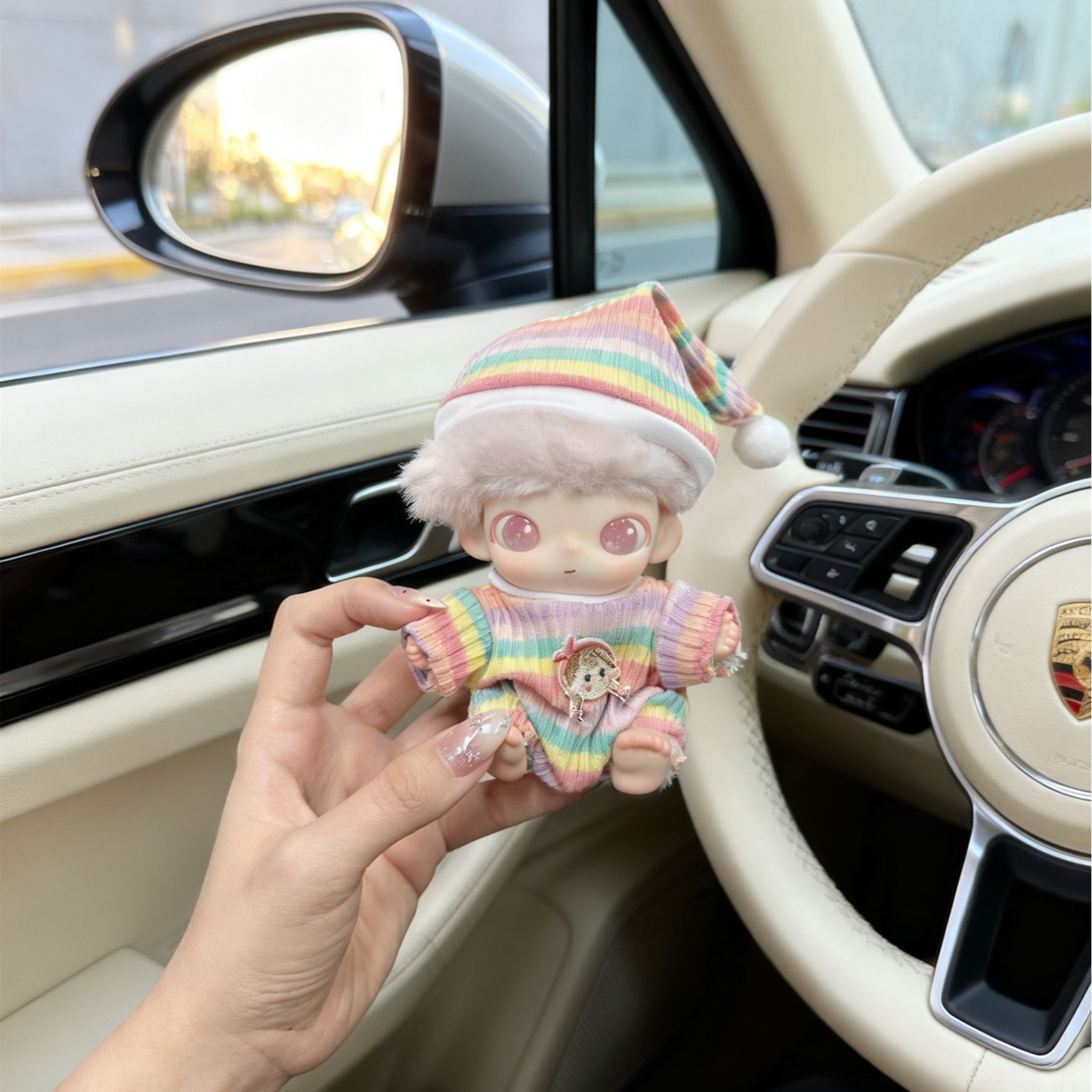 DIMOO娃衣DIMOO新品新生日记娃衣潮玩搪胶公仔服换装粉条纹睡衣