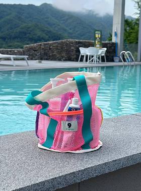 Swimming bag, mesh drawstring backpack, wet bag included