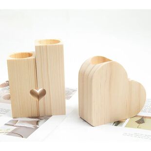 Atmosphere Wooden Candl Day Holder Valentine 2pcs Candle
