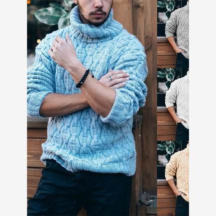 New men winter turtleneck sweater man warm pullover knitwear