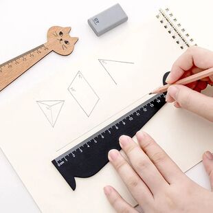 1/2pcs Cute Cat Straight Ruler Wooden Kawaii Tools Stationer