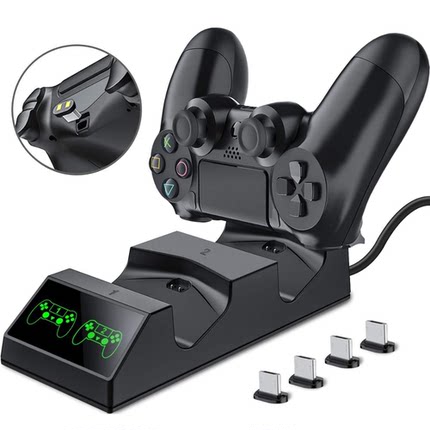 Dual PS4 Controller Charging Dock Station Magnet Charging St