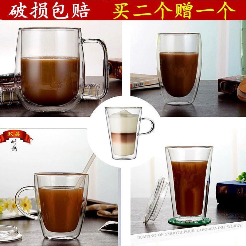 Heat-resistant Double Wall Glass Cup Coffee Cup Set Handmade