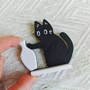 Black Cat Pushing Vase Decor Cat Whisker Collection & Memori