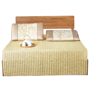 天然竹席凉席可折叠夏季麻将凉席床垫家用竹块席子本色高端麻将席