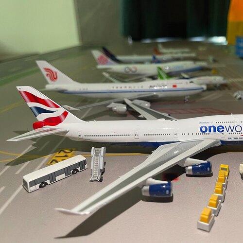 ph英航747-400客机模型寰宇一家彩绘1/400，ph出品，英航747-400