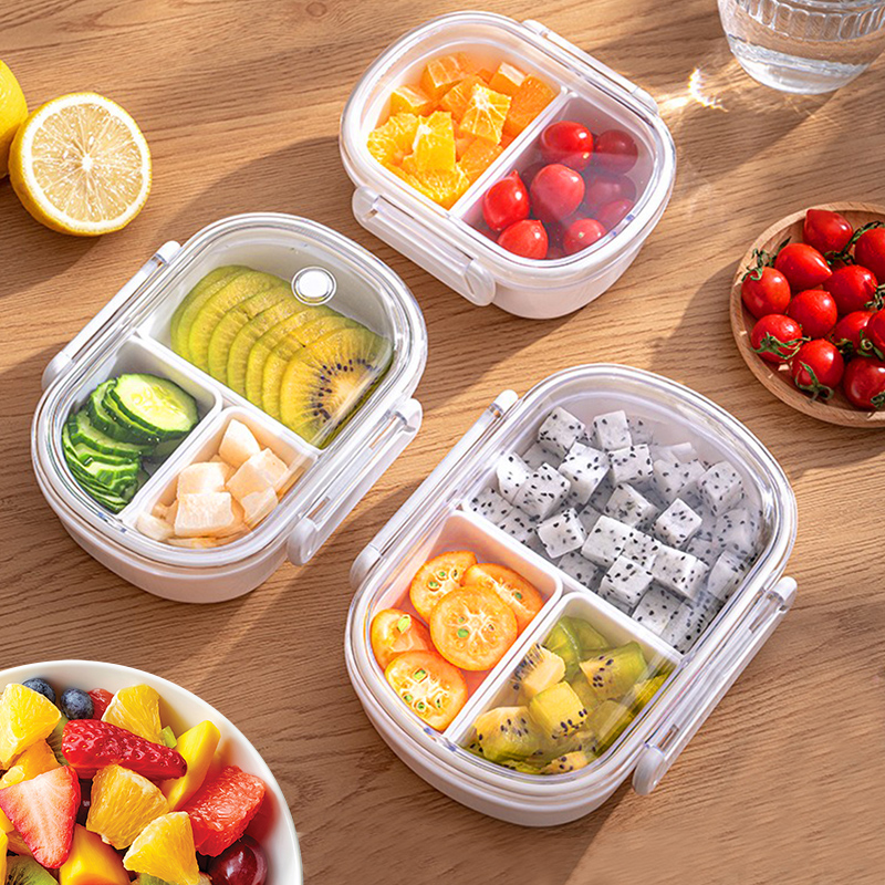 日本水果盒儿童小学生专用便携外出高颜值露营分隔保鲜便当盒饭盒