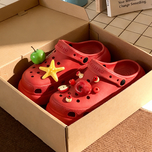 防滑户外穿夏厚底增高足弓洞洞鞋