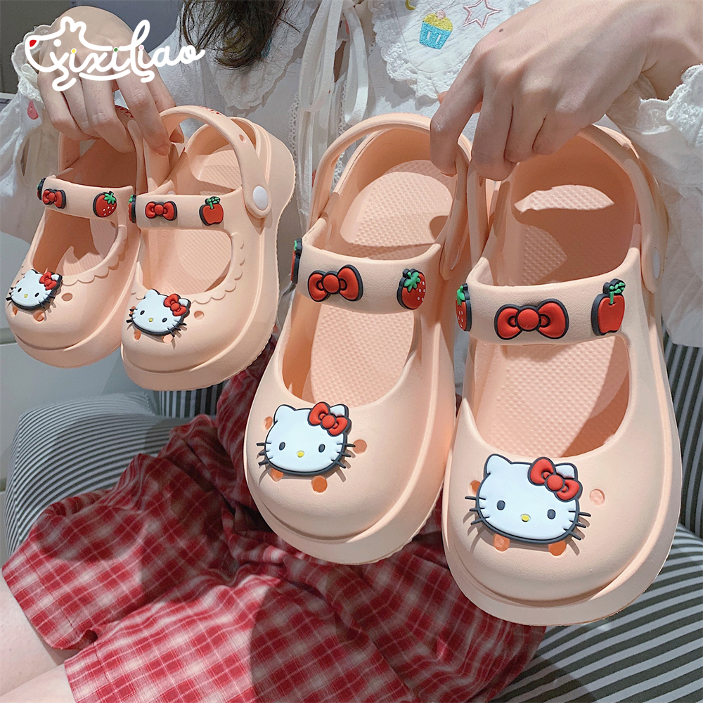 卡通可爱HelloKitty玛丽珍儿童拖鞋女童宝宝外穿防滑EVA洞洞鞋夏