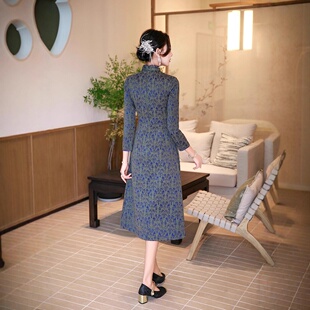 针织绒修身 2026新款 中国风优雅气质中长款 旗袍秋冬款 显瘦 新式