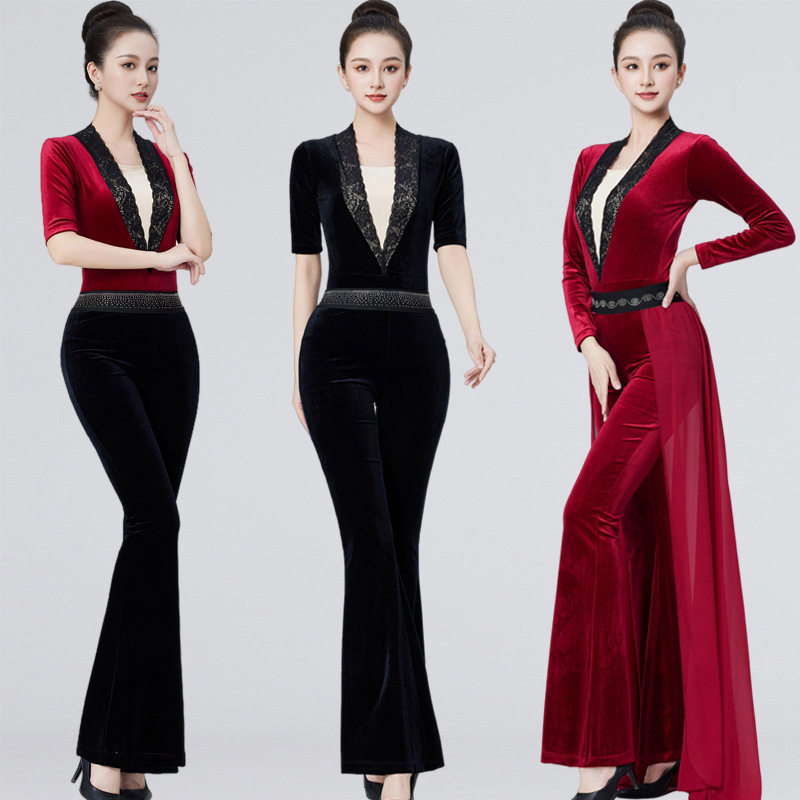 2026新款形体训练服女蕾丝连体服礼仪高级专业导师丝绒芭蕾舞练功