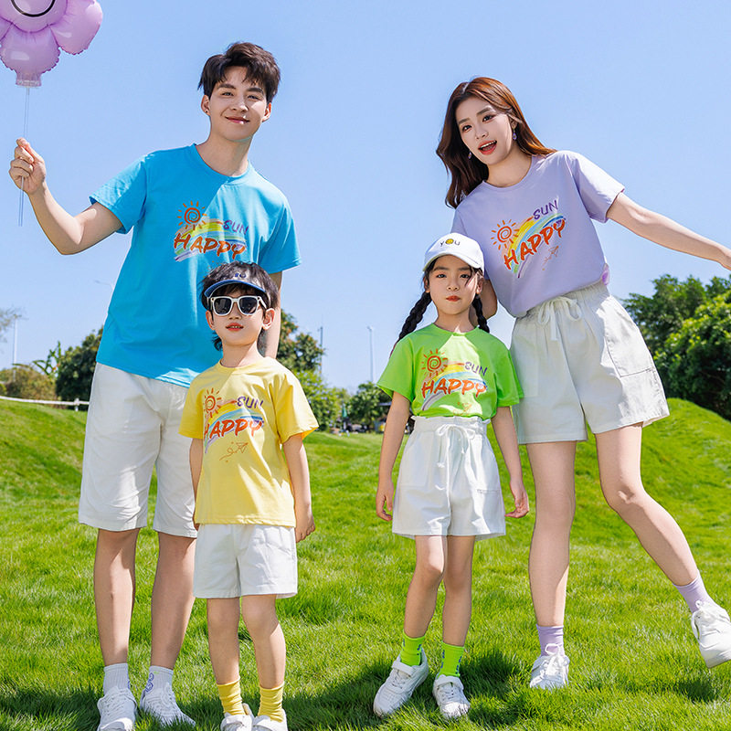 2026新款亲子装一家三口夏装母女母子感一家四口亲子夏装全家
