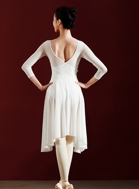 2026新款中国舞芭蕾连体裙仙气飘逸表演出服装成人练功白色纱