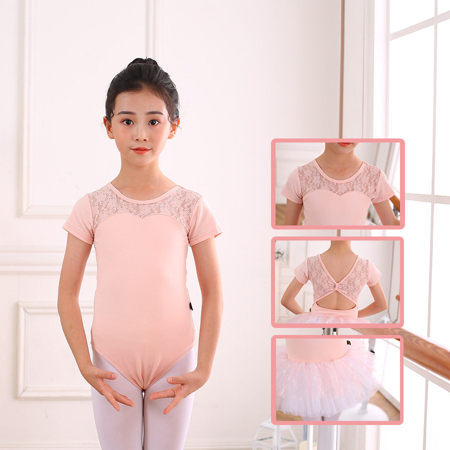 2025新款儿童舞蹈服装女短袖夏季练功服幼儿跳舞服拼网纱少儿