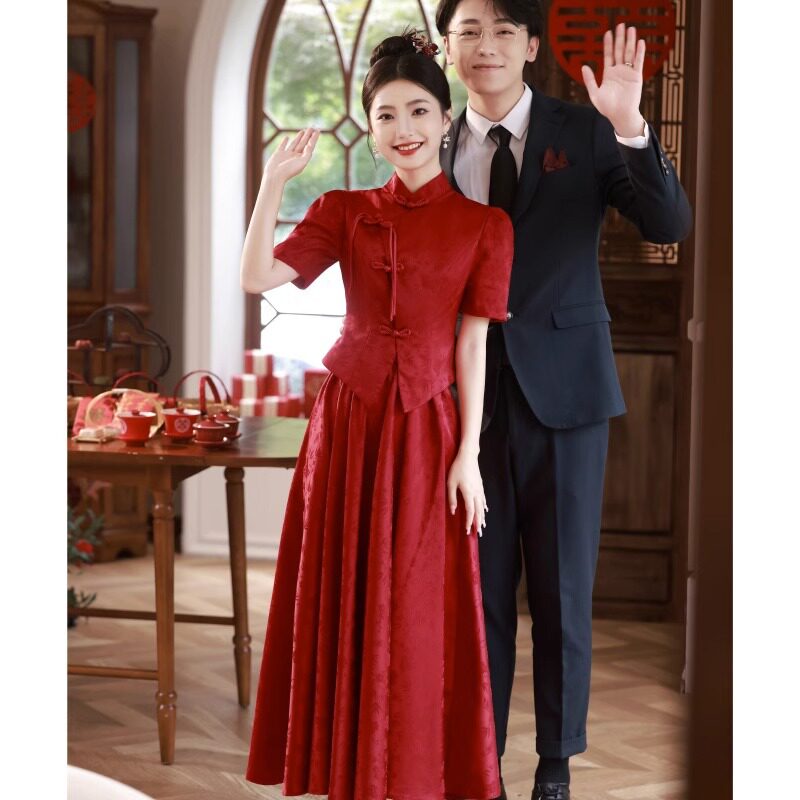 2026新款中式敬酒服新娘回门服红色裙子订婚礼服女旗袍秀禾服嫁衣