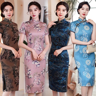 双层旗 丝绸精品旗袍大码 2026新款 春夏旗袍复古日常改良中长款