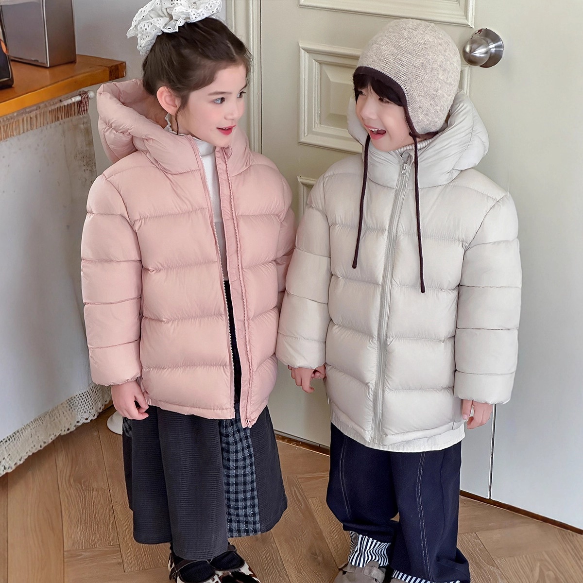 2025新款儿童羽绒服泡芙款男童女童中大白鸭绒外套冬季加厚外